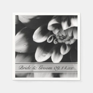Serviette En Papier Mariage à fleurs noir et blanc Dahlia