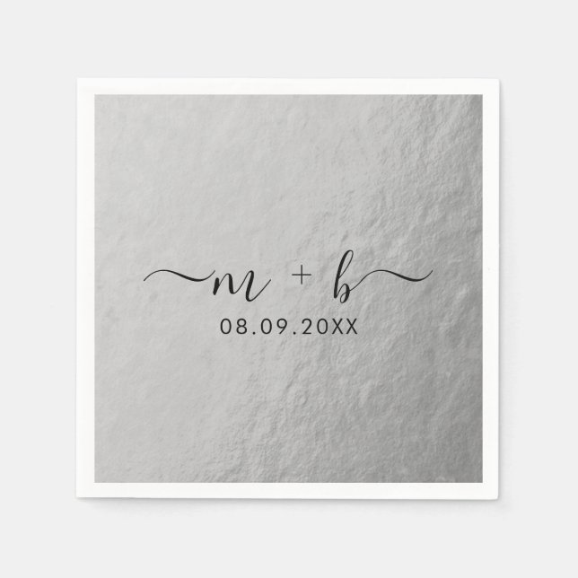 Serviette En Papier Mariage à huile d'argent Faux (Devant)