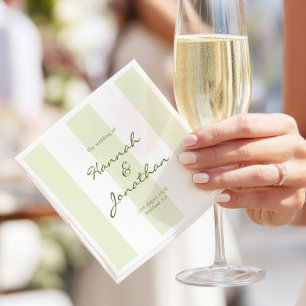 Serviette En Papier Mariage à la bande verte olive