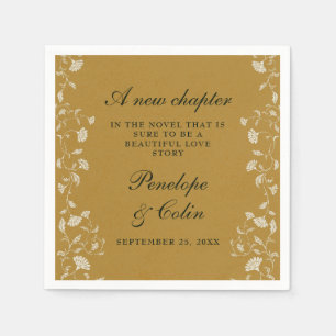 Serviette En Papier Mariage à la bibliothèque de style floral doré vin
