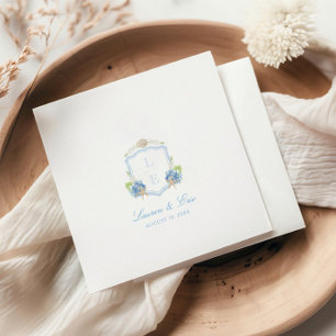 Serviette En Papier Mariage à la crête de monogramme côtier