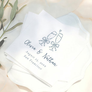 Serviette En Papier Mariage à l'arc bleu rétro fantaisiste dessiné à l