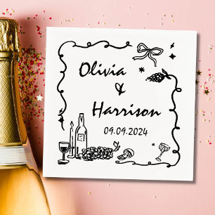 Serviette En Papier Mariage à main noire lunaire