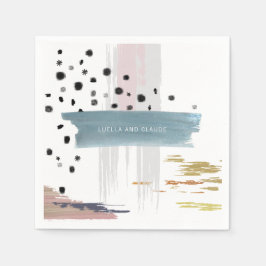 Serviette En Papier Mariage Abstrait Brushstrokes