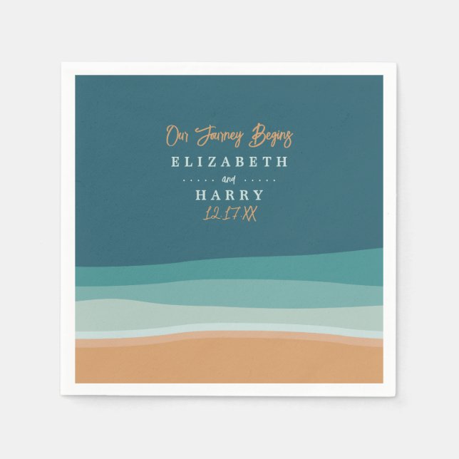 Serviette En Papier Mariage Abstrait Ocean Beach (Devant)