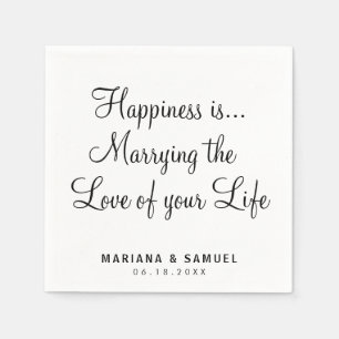 Serviette En Papier Mariage Amour Citation Noir et Blanc Amusant