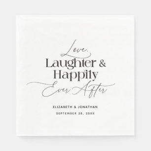 Serviette En Papier Mariage Amour, Rires et Heureux à jamais