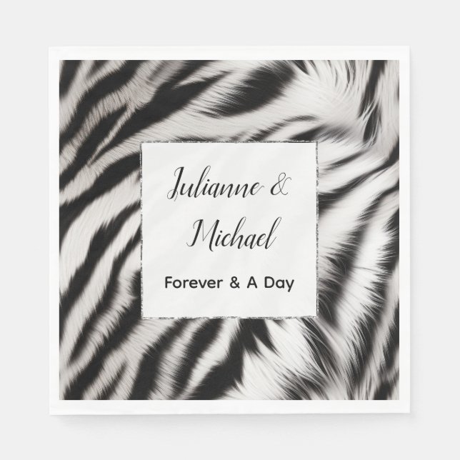 Serviette En Papier Mariage animal noir blanc Zebra (Devant)