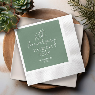 Serviette En Papier Mariage Anniversaire Personnalisé Sage Vert Modern