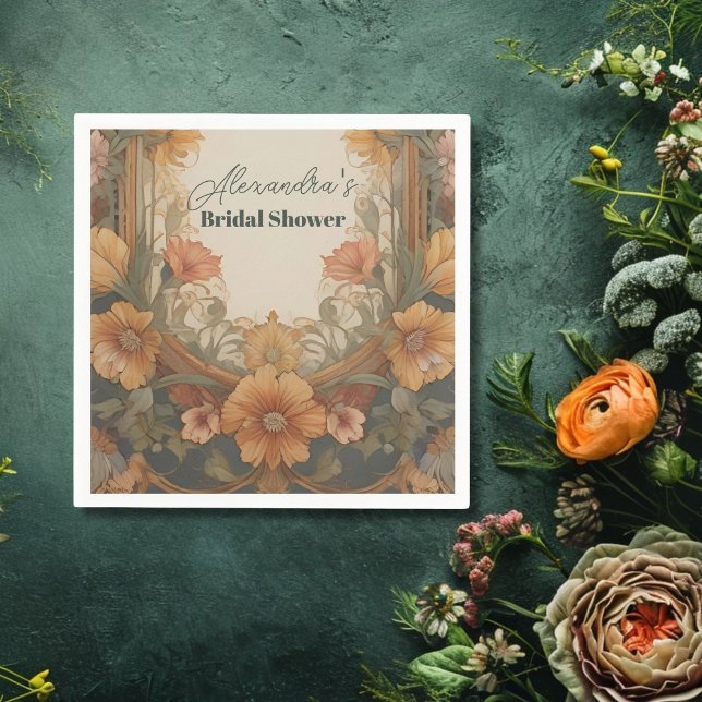 Serviette En Papier Mariage Antique Floral Art Nouveau (Créateur téléchargé)