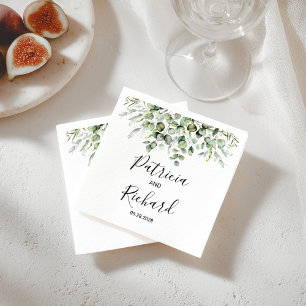 Serviette En Papier Mariage aquarelle de verdure