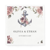 Mariage aquarelle florale ancrée nautique