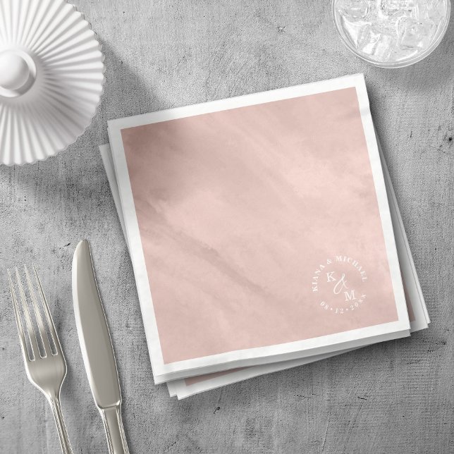 Serviette En Papier Mariage Aquarelle moderne Rose Gold ID816 (Créateur téléchargé)