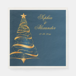Serviette En Papier Mariage Arbre de Noël Doré Chic et Élégant