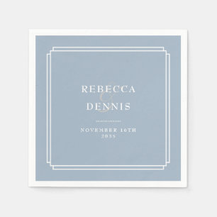 Serviette En Papier Mariage Art Déco Élégant Poussiéreux Bleu