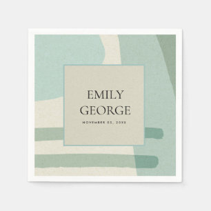 SERVIETTE EN PAPIER MARIAGE ARTISTIQUE BLEU AQUA ABSTRAIT MODERNE