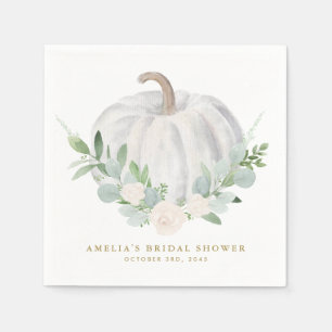 Serviette En Papier Mariage automnal Citrouille Blanche Aquarelle