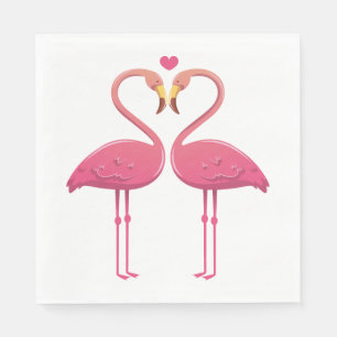 Serviette En Papier Mariage aux Flamants Roses, Fête de Fiançailles Lu