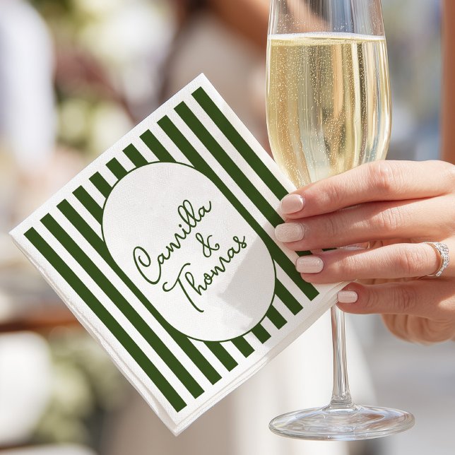 Serviette En Papier Mariage aux Rayures Vertes (Créateur téléchargé)
