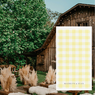 Serviette En Papier Mariage avec noms personnalisés Gingham jaune