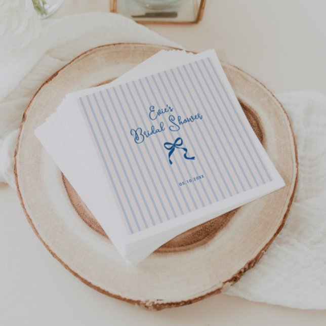 Serviette En Papier Mariage avec un nœud à rayures bleues (Créateur téléchargé)
