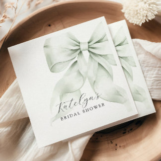 Serviette En Papier Mariage avec un Nœud Vert