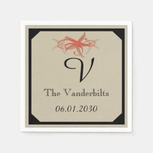 Serviette En Papier Mariage balnéaire de Taupe et Tangerine