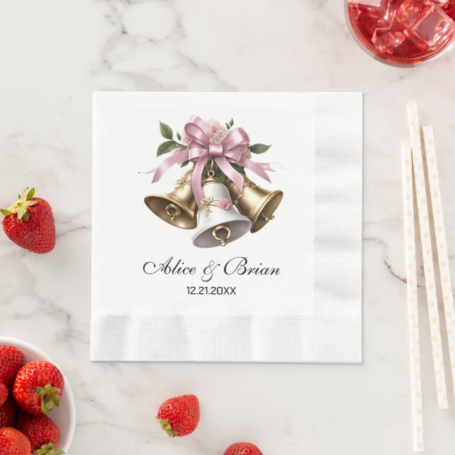 Serviette En Papier Mariage Bells Réception Cocktail (En situation)