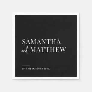 Serviette En Papier Mariage Black Modern Couple Names