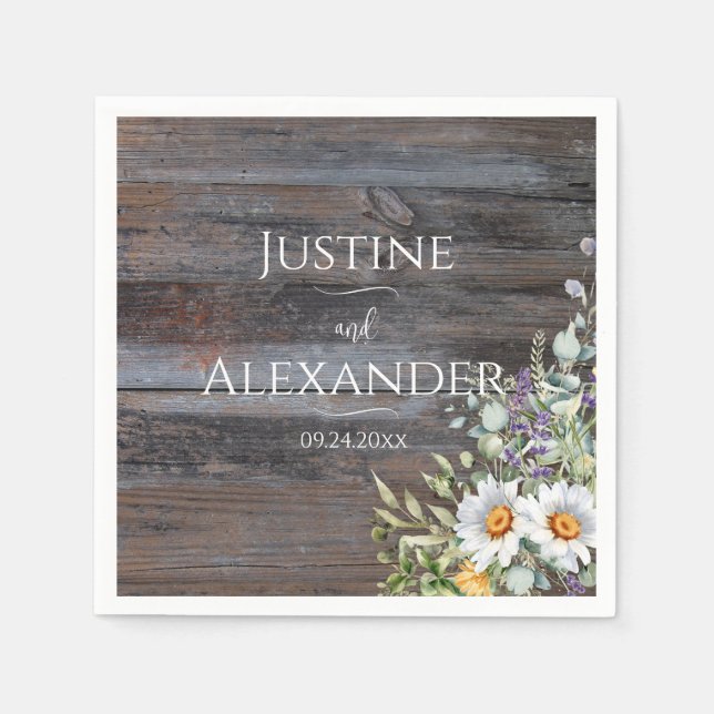 Serviette En Papier Mariage blanc de marguerite (Devant)