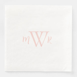 Serviette En Papier Mariage blanc de monogramme