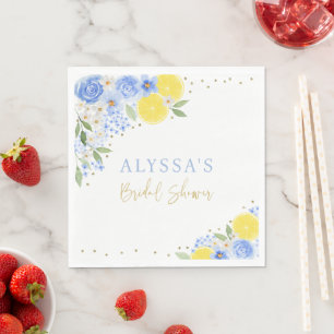 Serviette En Papier Mariage Blanc Floral Citron Main Squeeze