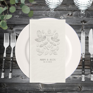 Serviette En Papier Mariage blanc Haven Leaf Ecru Beige