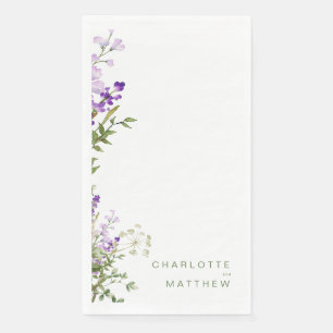 Serviette En Papier Mariage blanc Lavande verte simple