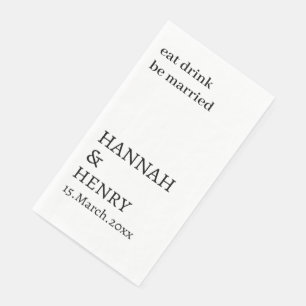 SERVIETTE EN PAPIER MARIAGE BLANC MODERNE PERSONNALISÉ STYLÉ SCRIPT 