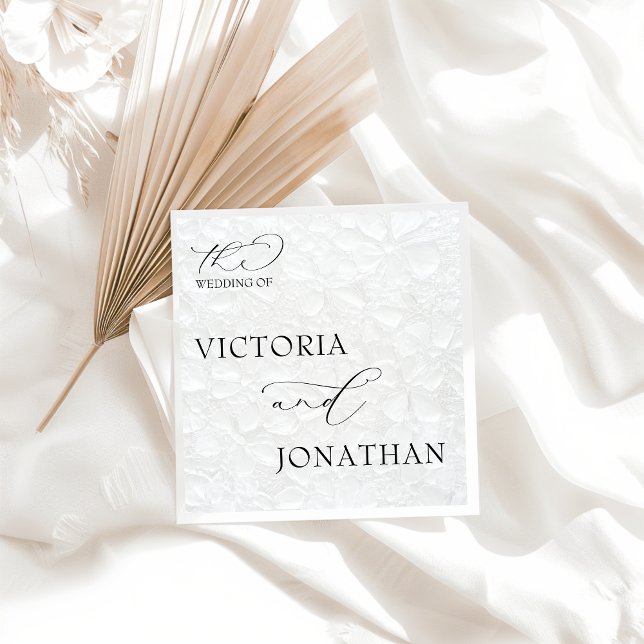 Serviette En Papier Mariage blanc & noir simple et élégant (Créateur téléchargé)