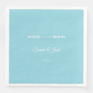 Serviette En Papier Mariage bleu clair et blanc moderne