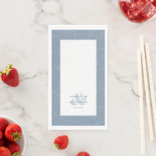 Serviette En Papier Mariage bleu Dusty moderne mariée et Motif de cham