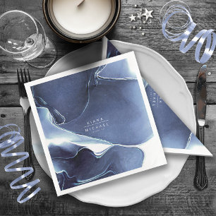 Serviette En Papier Mariage Bleu Flux d'Encre ID762