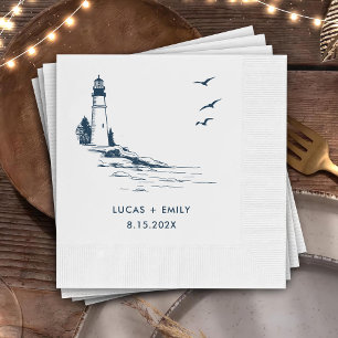 Serviette En Papier Mariage bleu foncé Nautical Seaside