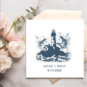 Serviette En Papier Mariage bleu foncé Nautical Seaside
