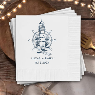 Serviette En Papier Mariage bleu foncé Nautical Seaside