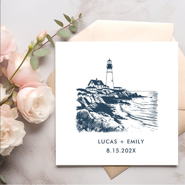 Serviette En Papier Mariage bleu foncé Nautical Seaside (Créateur téléchargé)