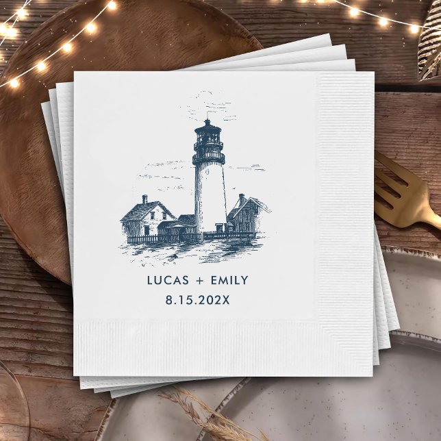 Serviette En Papier Mariage bleu foncé Nautical Seaside (Créateur téléchargé)