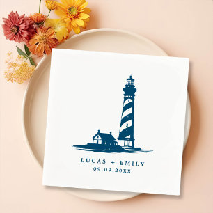 Serviette En Papier Mariage bleu foncé Nautical Seaside