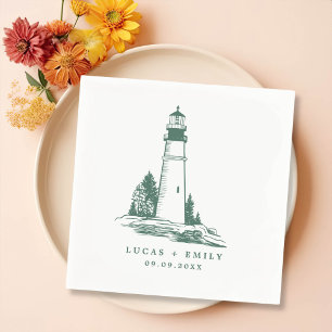 Serviette En Papier Mariage bleu foncé Nautical Seaside