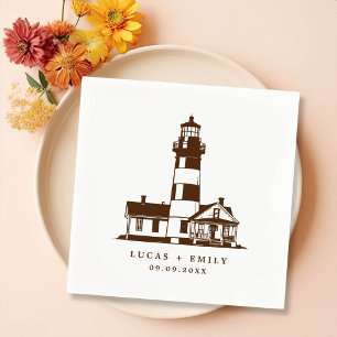 Serviette En Papier Mariage bleu foncé Nautical Seaside