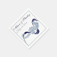 Mariage bleu marine et poussiéreux pour hippocampe