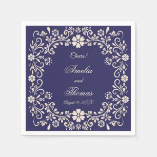 Serviette En Papier Mariage Bleu Nuit Talavera Mexicaine