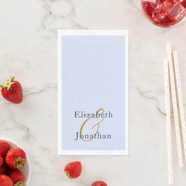 Serviette En Papier Mariage bleu opulent (En situation)